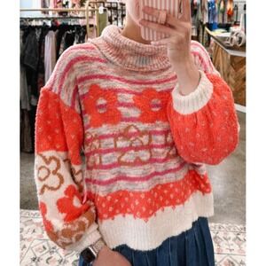 Colorful Striped Cowl Neck Sweater